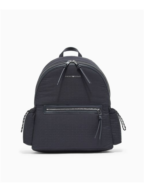 NYLON BACKPACK WITH MONOGRAM LETTERING EMPORIO ARMANI | EM005394.AF14637UC001 BLACK BEAUTY